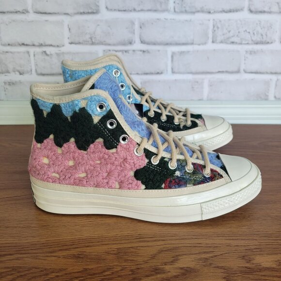 ❤️Converse Upcycle Chuck 70 Hi Crochet Blankets Sz 8.5 Men Premium Shoes A09228C - Picture 2 of 12